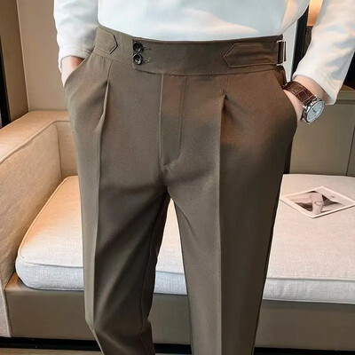 Socialinis siuvimas Verslo Baggy Kelnės vyrams Tressed Slim Fit Vyriški Kostiumai Kelnės Pavasariniai Drabužiai Prabangus Aukštyn Korėjos Atsiliepimai Daugelis