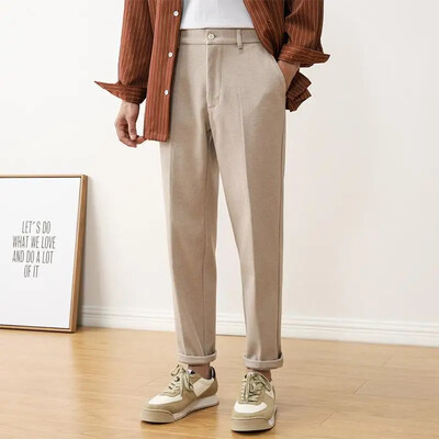 Khaki Slim Fit Bikses vīriešiem Brūns tresed Vīriešu uzvalki Bikses Lēti 2024. gada vasara Jaunums kleita Darba apģērbs Eleganta apģērba piedāvājums