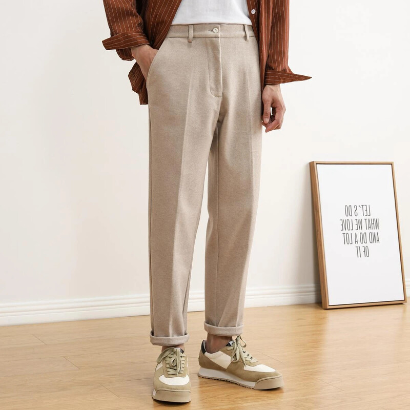 Khaki Slim Fit Bikses vīriešiem Brūns tresed Vīriešu uzvalki Bikses Lēti 2024. gada vasara Jaunums kleita Darba apģērbs Eleganta apģērba piedāvājums