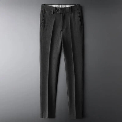Drapētas, gludas, taisnas bikses vīriešiem Harēms Bikses Vīriešu uzvalki Uzvalks Luksusa Audums Mode Svinīgs Plāns Ikdienišķs Augstas kvalitātes Saģērbt