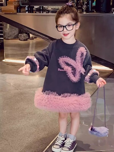 3-13 ετών Παιδικά μακρυμάνικα tutu φορέματα για κορίτσια Χαριτωμένα κουκούλα φιόγκου Φόρεμα πριγκίπισσας Παιδικά ρούχα για μωρά Ρούχα 3 4 5 6 7 8 910