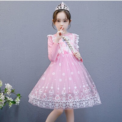 Mergaičių blizgučiai princesiška suknelė pavasariui ir rudeniui, nauja ilgomis rankovėmis aksomu paminkštinta suknelė mergaitei tiulio sijonas