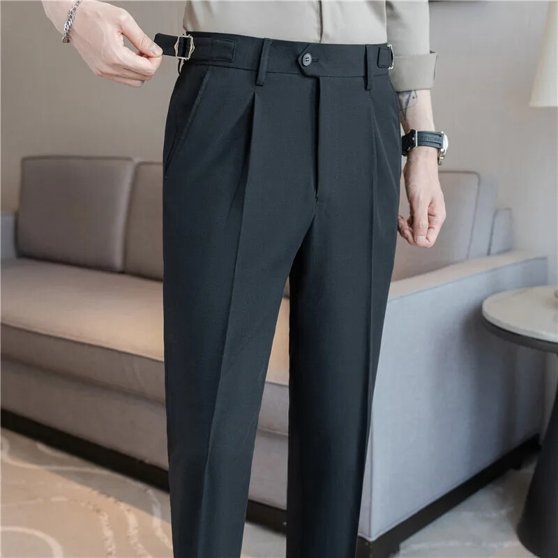 Ανδρικό παντελόνι φθινόπωρο 2024 Νέο βρετανικό στιλ ίσιο επίσημο κοστούμι παντελόνι μονόχρωμο, casual μόδα Ανδρικά ρούχα