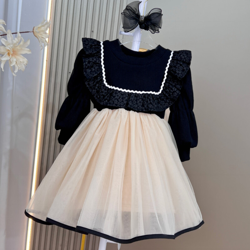 Φόρεμα για κορίτσια Ανοιξιάτικα φθινοπωρινά μακρυμάνικα πλεκτά φορέματα για κορίτσια Φόρεμα πριγκίπισσας Παιδικά κοστούμια Νέα βρεφικά κοριτσίστικα ρούχα 2-8 ετών