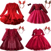 Καυτό κόκκινο χριστουγεννιάτικο φόρεμα για κορίτσια Ρούχα γενεθλίων για παιδικό πάρτι Χειμερινό φθινόπωρο Παιδικές παγιέτες κορίτσια 2024 Πρωτοχρονιάτικη χριστουγεννιάτικη στολή