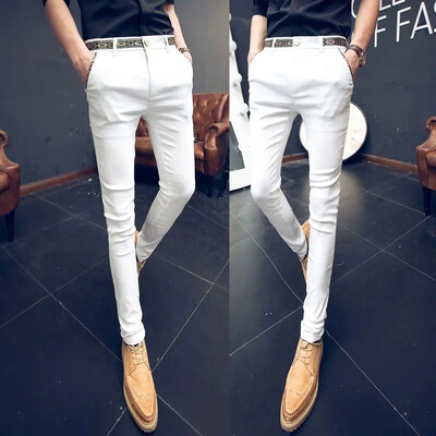 Biznesa vīrietis Uzvalki Bikses Svītrainas Pelēkas Bikses Vīriešiem Sociālā Pielāgošana Spandekss Uz augšu Vintage korejiešu stila apģērbi Atsauksmes Daudzi