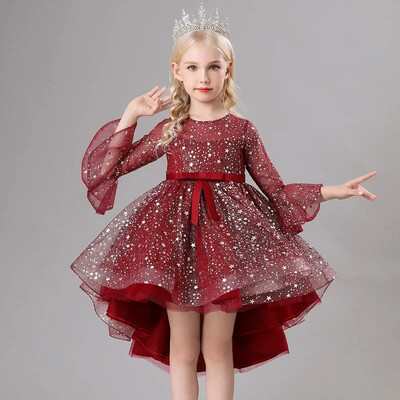 Mazuļu meiteņu ballīte Ziemassvētku Gala kāzu dzimšanas diena Princeses Kleitas Bērnu kleitas 5 8 līdz 10 11 gadus veci bērnu zili eleganti kostīmi