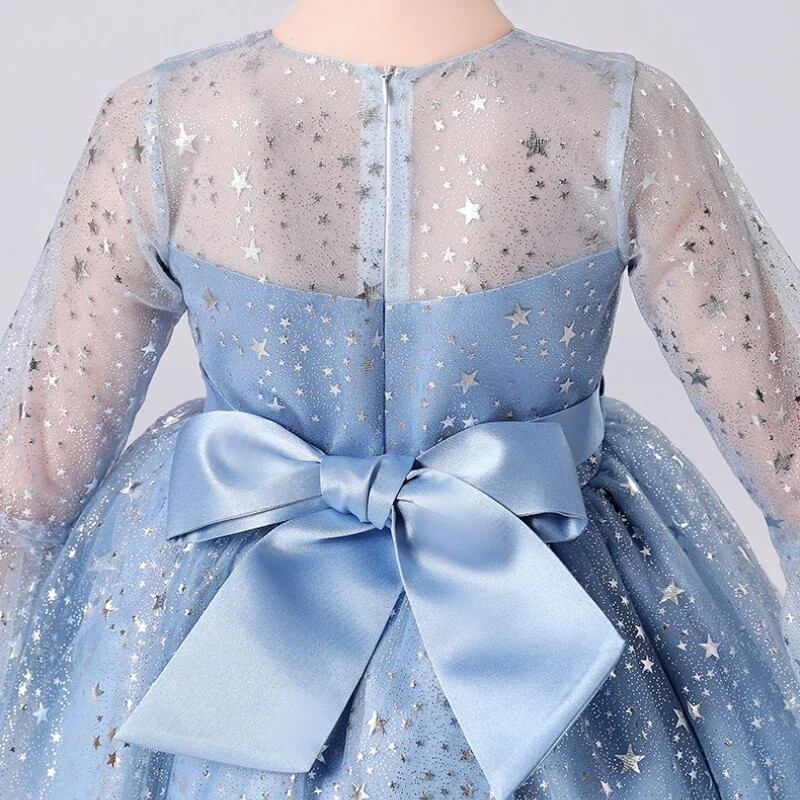 Mazuļu meiteņu ballīte Ziemassvētku Gala kāzu dzimšanas diena Princeses Kleitas Bērnu kleitas 5 8 līdz 10 11 gadus veci bērnu zili eleganti kostīmi