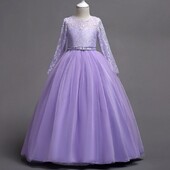Παιδικά πολυτελή βραδινά κομψά φορέματα για γαμήλια τελετή για κορίτσια 7 10 έως 14 ετών Λιλά φόρεμα δαντέλα Παιδικά ρούχα
