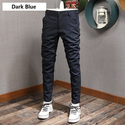 Vīriešu melnas uzvalka bikses rudens lietišķas, taisnas, šauras formas bikses