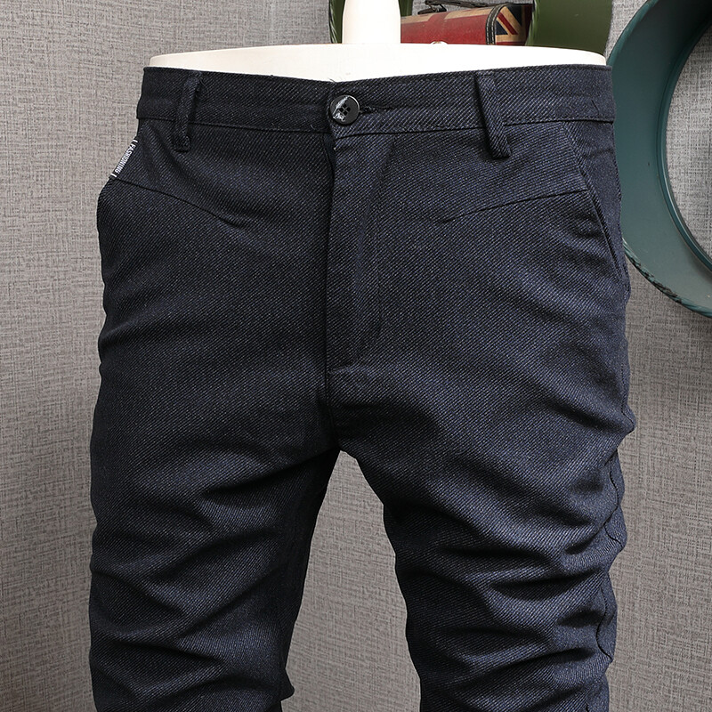 Vīriešu melnas uzvalka bikses rudens lietišķas, taisnas, šauras formas bikses