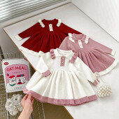 Πλεκτό πουλόβερ φόρεμα 1-6T νήπιο Παιδικό μωρό κορίτσι Φόρεμα πλεκτό Φόρεμα κομψά χοντρά ζεστά ρούχα Βρεφικά πλεκτά φόρεμα πριγκίπισσας