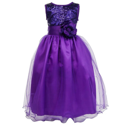 Nove dječje svečane haljine za djevojčice Rođendanske vjenčanice sa šljokicama i cvjetnom trakom Svečana dječja odjeća Vestido