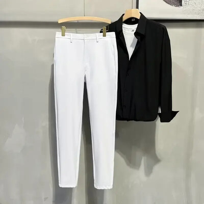 Καφέ ντραπέ 9 κομμένο παντελόνι για άντρες Ελαστική λεπτή εφαρμογή Τρέσες ανδρικές φόρμες Παντελόνι Business Stretch Social Tailoring Fluid φόρεμα