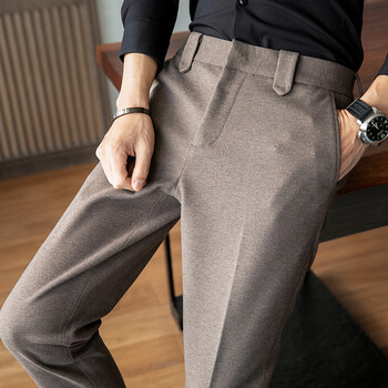 Φθινοπωρινό New Men Γκρι μάλλινο παντελόνι, Fashion Casual Sanded Pantalon, Ασιατικό μέγεθος 28-36 Slim Suit Pantalon για άνδρες