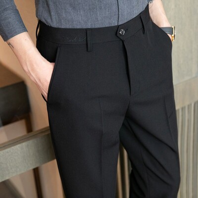 Vīriešu ikdienišķas bikses Biroja šūšana Bizness Slim Fit Plānas vasaras vīriešu bikses Klasiskas liela izmēra Harajuku Modes tendence Regulāri
