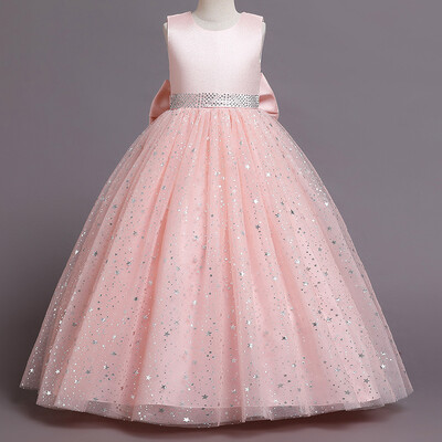 μακρύ αστέρι με παγιέτες λουλούδι κορίτσι νυφικό φόρεμα παράνυμφος κομψό πριγκίπισσα βραδινό πάρτι φόρεμα πασαρέλας φουσκωτό φόρεμα 3-12 ετών
