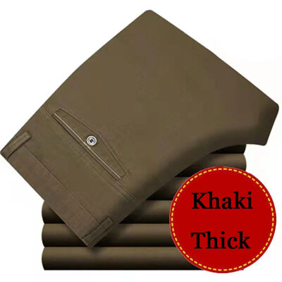 Ανδρικό 100% βαμβάκι καλοκαιρινό λεπτό κλασικό παντελόνι φθινοπωρινό χοντρό επαγγελματικό μόδα Άνετο ελαστικό ίσιο παντελόνι