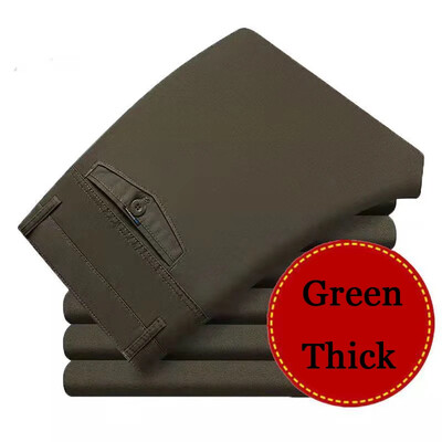 Ανδρικό 100% βαμβάκι καλοκαιρινό λεπτό κλασικό παντελόνι φθινοπωρινό χοντρό επαγγελματικό μόδα Άνετο ελαστικό ίσιο παντελόνι