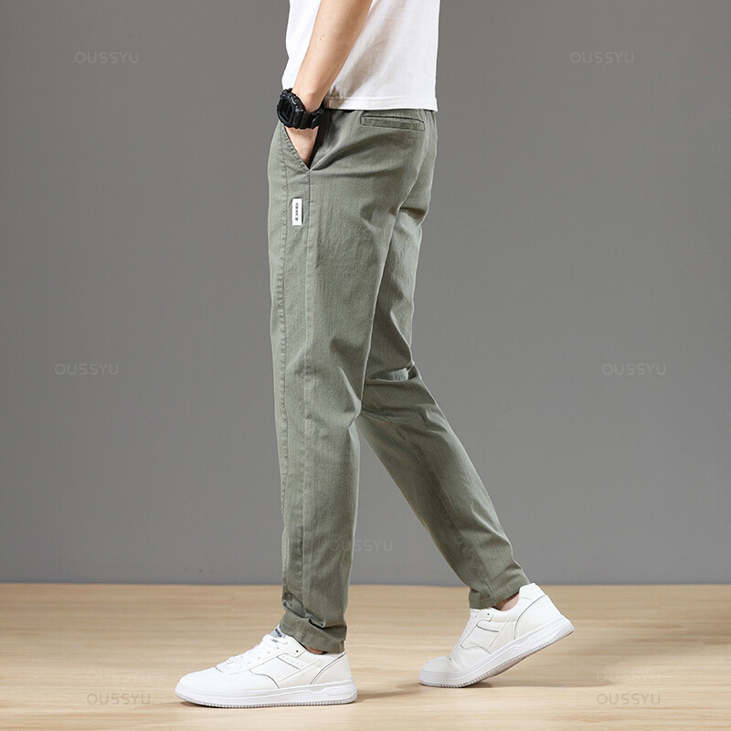 Pantaloni bărbați din bumbac de primăvară, toamnă, modă, clasici, cu șnur, talie elastică, jogging stretch, ocazional, gri, pantaloni cargo bărbați 28-38