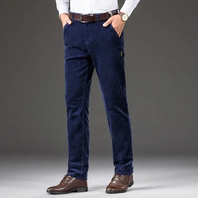 2023. gada rudens ziema, jauns ziemas zīmols, biezas siltas augstas kvalitātes velveta bikses, lietišķas ikdienas vīriešu pieguļošas bikses ar taisnu vidukli