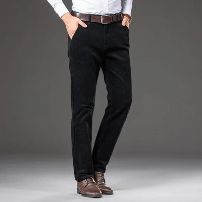 2023. gada rudens ziema, jauns ziemas zīmols, biezas siltas augstas kvalitātes velveta bikses, lietišķas ikdienas vīriešu pieguļošas bikses ar taisnu vidukli