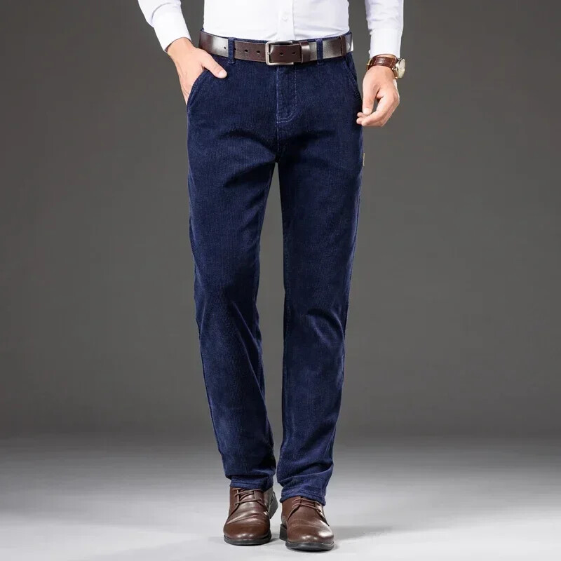 2023. gada rudens ziema, jauns ziemas zīmols, biezas siltas augstas kvalitātes velveta bikses, lietišķas ikdienas vīriešu pieguļošas bikses ar taisnu vidukli