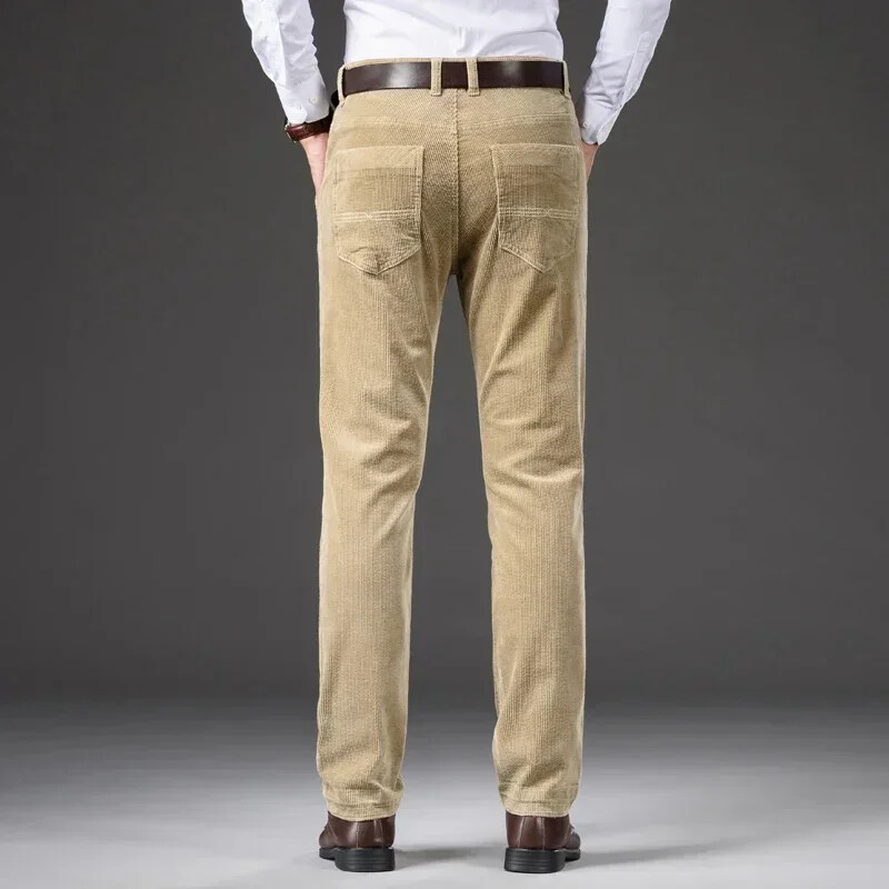 2023. gada rudens ziema, jauns ziemas zīmols, biezas siltas augstas kvalitātes velveta bikses, lietišķas ikdienas vīriešu pieguļošas bikses ar taisnu vidukli