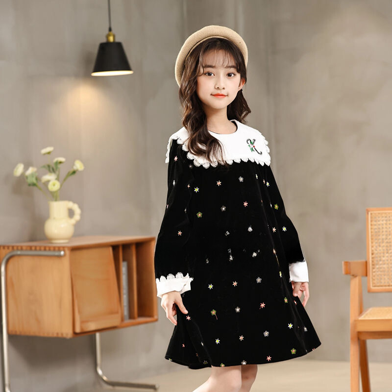 3–14 gadus veci bērni, bērni, puķainas princešu kleitas meitenēm ziemas samta silta kleita bērniem rudens tērpi apģērbi 5 6 7 8 9 10 11