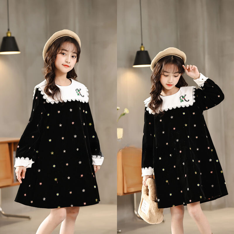 3–14 gadus veci bērni, bērni, puķainas princešu kleitas meitenēm ziemas samta silta kleita bērniem rudens tērpi apģērbi 5 6 7 8 9 10 11