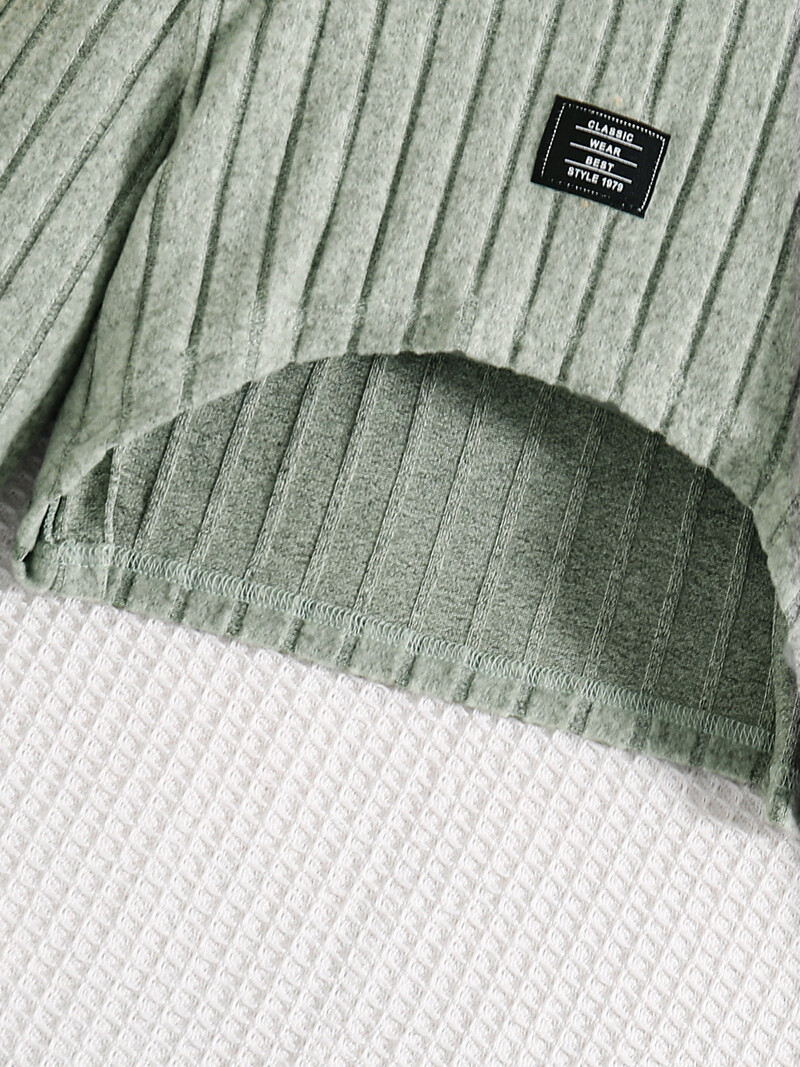 Pavasarį ir rudenį naujos mergaičių mados megztos vienspalvės juostelės marškinėliai su vidurine apykakle ilgomis rankovėmis + berankove liemenė laisvalaikio suknelė 2