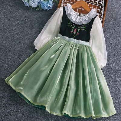 Drabužiai naujiems vaikams 2024 m. vasara Kokybiško korėjietiško stiliaus Anna Baby Girls One Piece Princess Sundress Aprengtas Merginos Žalias vakarėlis