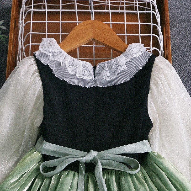 Drabužiai naujiems vaikams 2024 m. vasara Kokybiško korėjietiško stiliaus Anna Baby Girls One Piece Princess Sundress Aprengtas Merginos Žalias vakarėlis