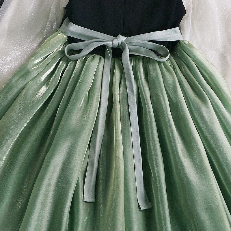 Drabužiai naujiems vaikams 2024 m. vasara Kokybiško korėjietiško stiliaus Anna Baby Girls One Piece Princess Sundress Aprengtas Merginos Žalias vakarėlis