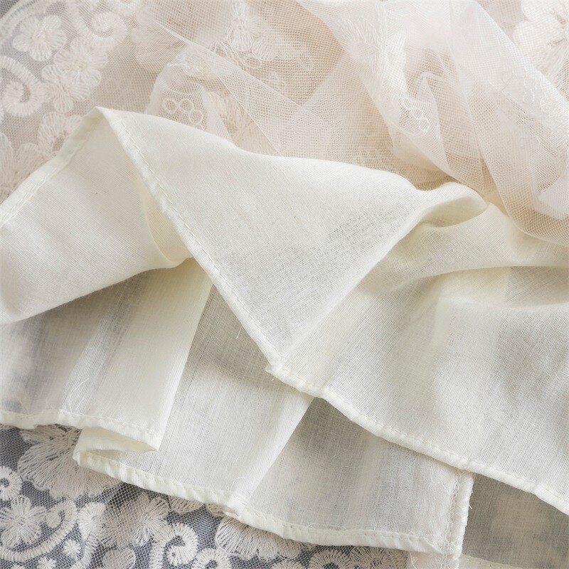 Baltos nėrinių siuvinėjimo suknelės mergaitėms, princesėms, drabužiams ilgomis rankovėmis Vaikams Elegantiškas gėlių vakarėlis Tutu Žiema Rudens Vestidos