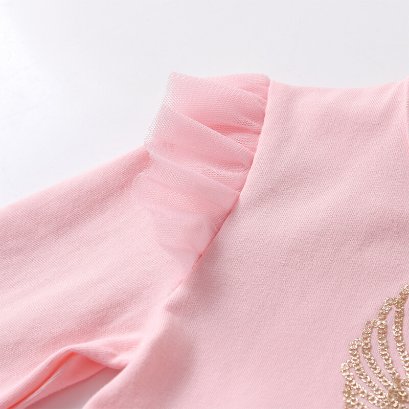 VIKITA Κοριτσίστικα Φόρεμα Φθινοπωρινά Ανοιξιάτικα Φόρεμα με μανίκια Παιδικά Φορέματα Licorne Print Gradient Φορέματα Παιδικά πάρτι γενεθλίων Princess Pink Mesh Φορέματα