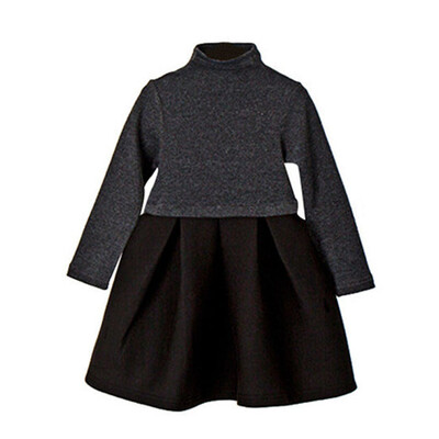 Νέο κοριτσίστικο χειμερινό φόρεμα με ψηλό λαιμό βαμβακερό Κομψό Έφηβο Παιδικό Παιδικό Μακρυμάνικο Φθινόπωρο Χειμερινό Πλισέ Πριγκίπισσα Φόρεμα