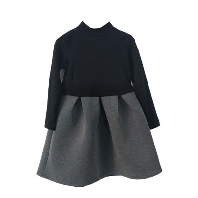 Νέο κοριτσίστικο χειμερινό φόρεμα με ψηλό λαιμό βαμβακερό Κομψό Έφηβο Παιδικό Παιδικό Μακρυμάνικο Φθινόπωρο Χειμερινό Πλισέ Πριγκίπισσα Φόρεμα