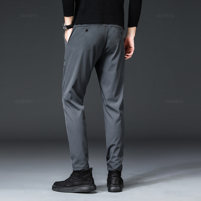 Ziemas Fleece Siltas Vīriešu Ikdienas Bikses Elastīgs Viduklis Joger Āra Bizness Biezs Darbs Slaids Uzvalks Korejiešu Bikses Sporta bikses Vīriešu