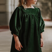 Ρετρό Forest Πράσινο Κοριτσίστικο Φόρεμα με τετράγωνο λαιμό βελούδο 2024 Φθινόπωρο Νέο Φαρδύ μισό μανίκι Ρουτσέ Φορέματα Χριστουγεννιάτικων πάρτι Vestidos