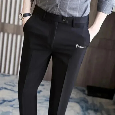 Vyriškos golfo kostiumo kelnės aptemptos ir svyrančios, laisvalaikio kostiumo kelnės vyrams su korėjietiškai aptemptu ir elastingu siauru vamzdeliu Gol