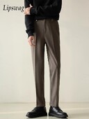 Νέο Casual Slim Fit μάλλινο κοστούμι Παντελόνι Ανδρικό Φθινόπωρο Χειμώνας Streetwear Μόδα Μονόχρωμο Ανδρικό μάλλινο παντελόνι Vintage ίσιο παντελόνι