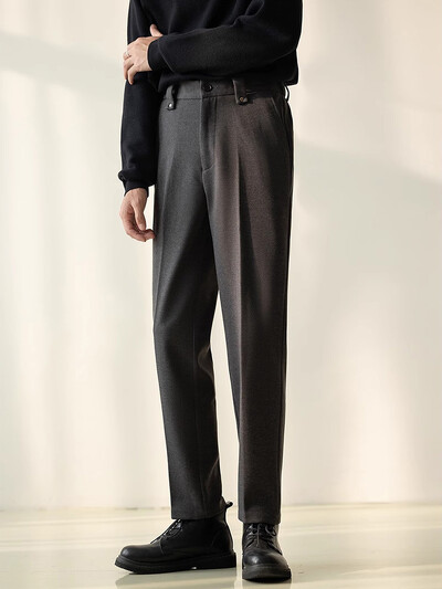 Νέο Casual Slim Fit μάλλινο κοστούμι Παντελόνι Ανδρικό Φθινόπωρο Χειμώνας Streetwear Μόδα Μονόχρωμο Ανδρικό μάλλινο παντελόνι Vintage ίσιο παντελόνι