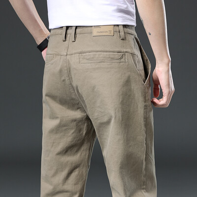 Új, 97%-os pamut teherhordó nadrág férfi kültéri szabású, egyenes egyszínű munkavégző nadrág férfi kocogó overál koreai alkalmi nadrág férfi