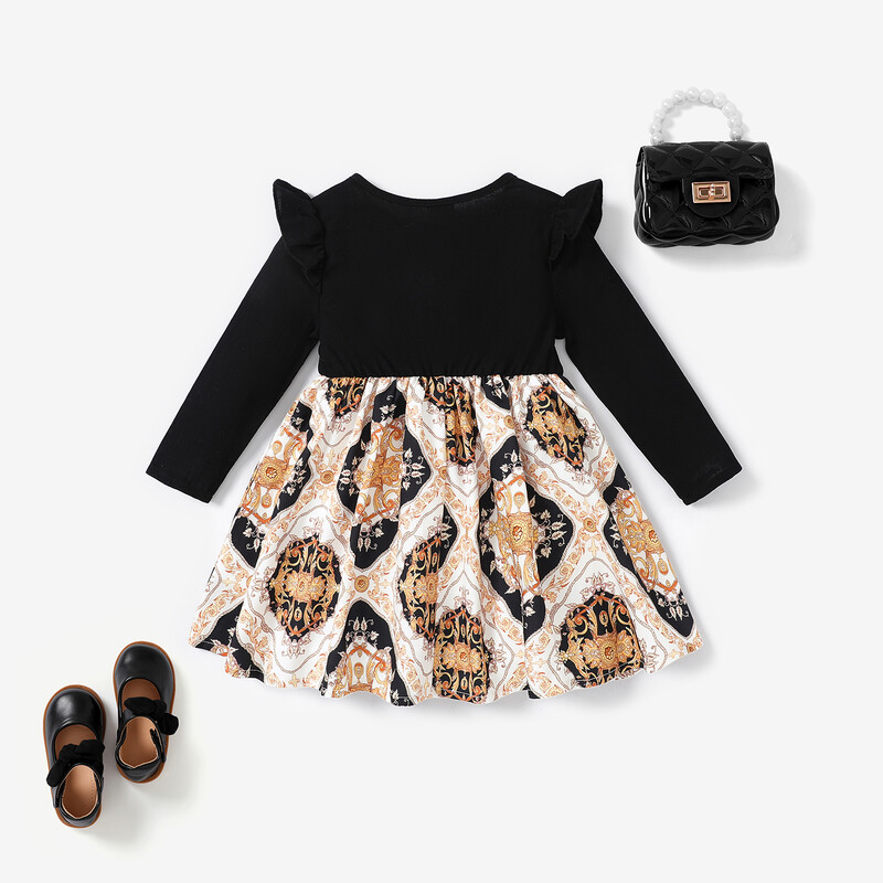 PatPat Toddler Girl kleitu komplekts ar ģeometrisku plandīšanās piedurknēm