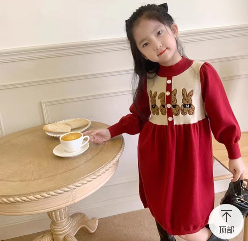 Gyerekruhák Rajzfilm Medve pulóver ruha Karácsonyi pulóver Téli ruhák lányoknak Kötött pulóver koreai stílus