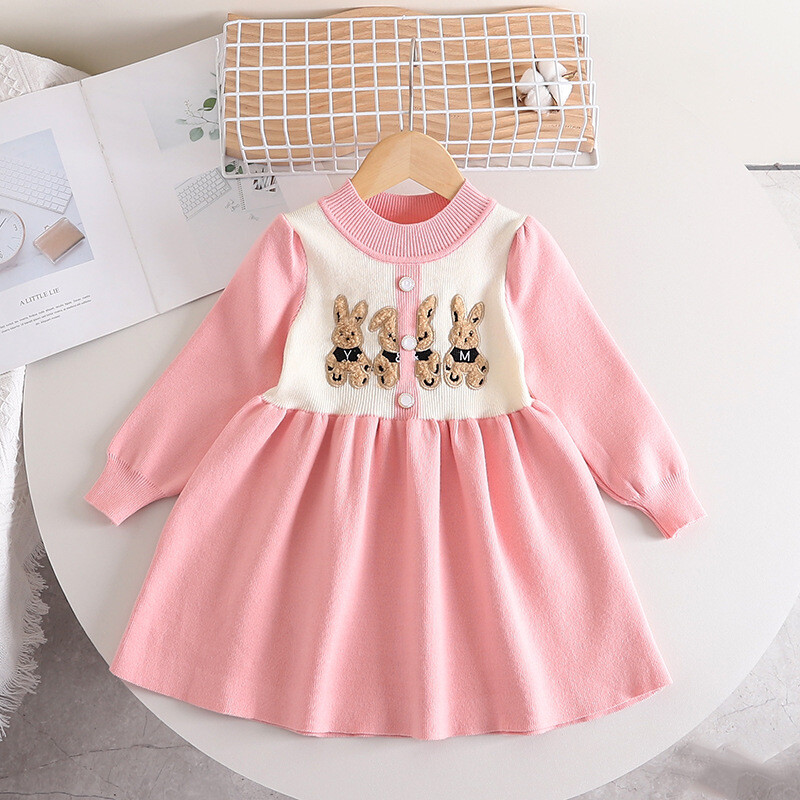 Gyerekruhák Rajzfilm Medve pulóver ruha Karácsonyi pulóver Téli ruhák lányoknak Kötött pulóver koreai stílus