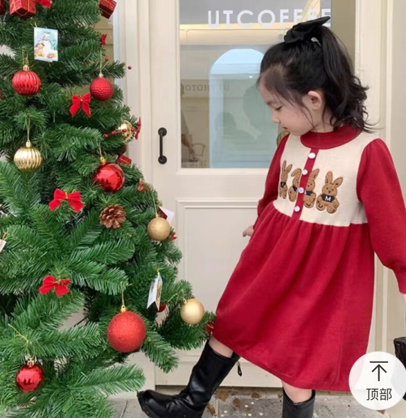 Gyerekruhák Rajzfilm Medve pulóver ruha Karácsonyi pulóver Téli ruhák lányoknak Kötött pulóver koreai stílus