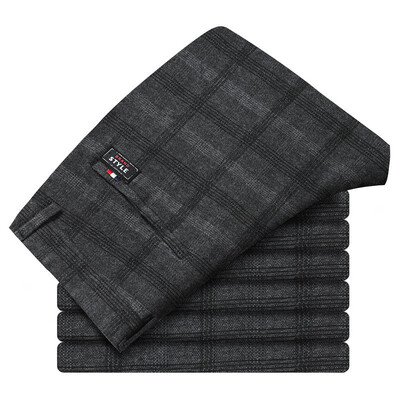 Tressed férfi öltöny nadrág, karcsú, egyenes, tweed kockás kockás ránctalanító olcsó férfi nyári nadrág Új 2024-es szüreti nadrágban