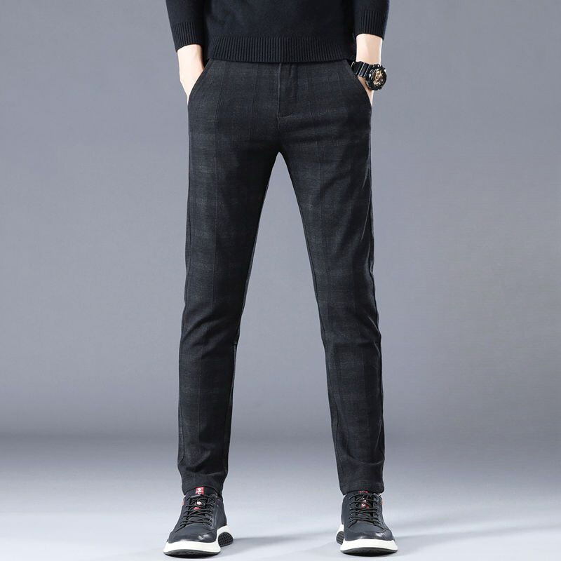 Tressed férfi öltöny nadrág, karcsú, egyenes, tweed kockás kockás ránctalanító olcsó férfi nyári nadrág Új 2024-es szüreti nadrágban